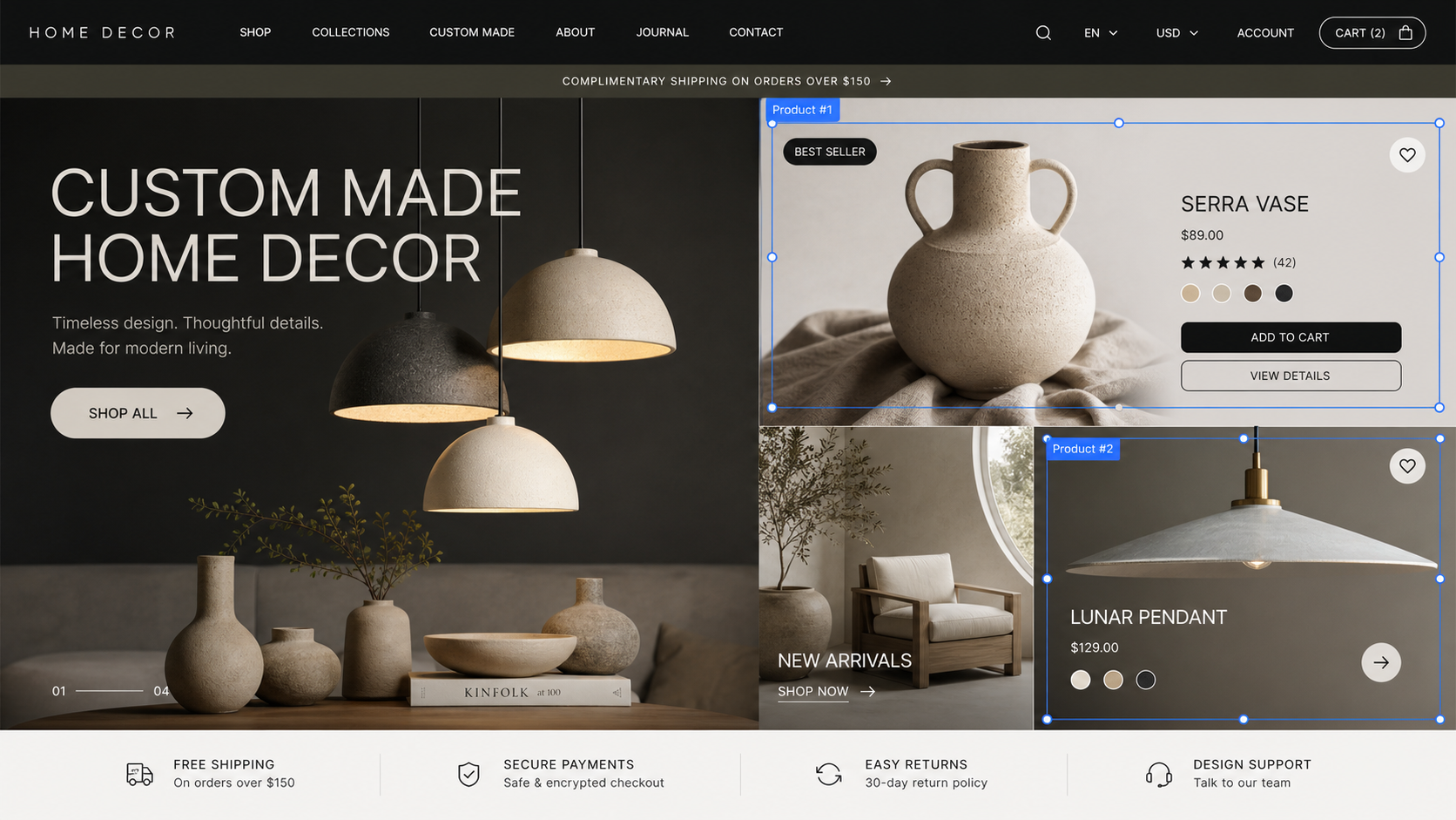 High-end restaurant booking website mockup
