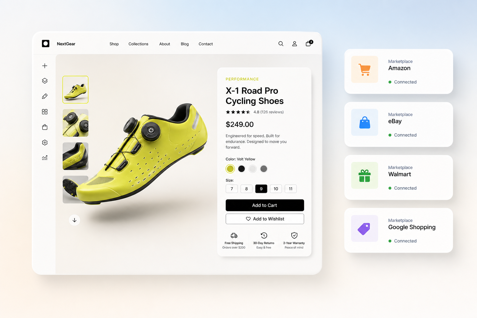 High-end omnichannel storefront with marketplace connections