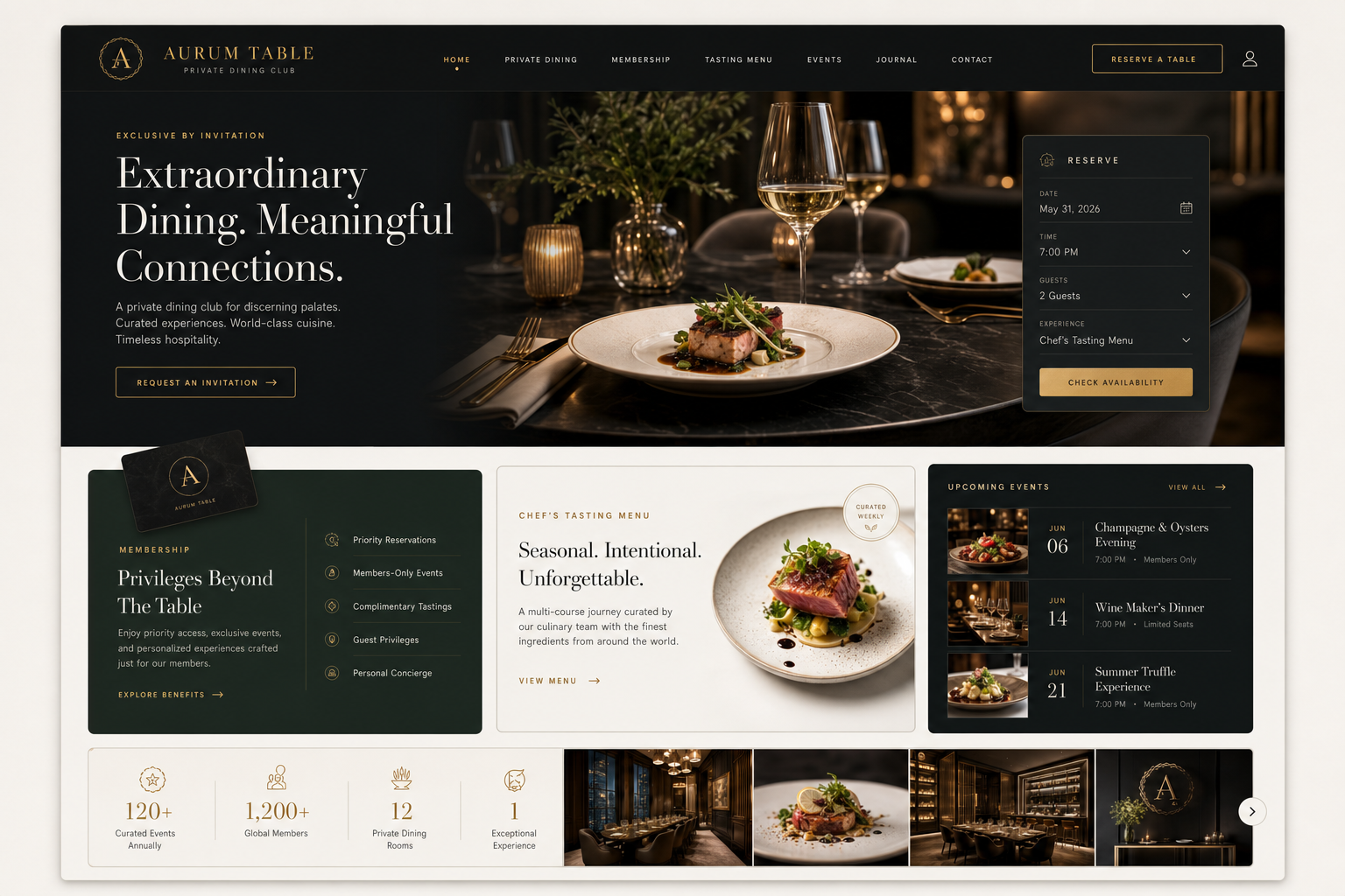 Aurum Table private dining club website preview